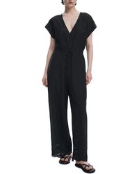 Desigual - Schwarzer V-Ausschnitt Jumpsuit - Lyst