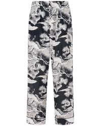 Moschino - Lichtgewicht Katoenen Poplin Broek Met Ganzenprint - Lyst