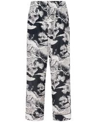 Moschino - Lichtgewicht Katoenen Poplin Broek Met Ganzenprint - Lyst