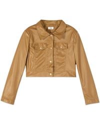 Oltre - Jassen ,Bruin ,Polyester Cropped Jas - Lyst
