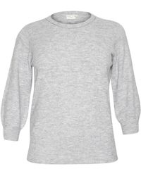 Kaffe - Truien & Vesten ,Grijs ,Polyester Grijze Melange Trui Met Glimmerrand - Lyst