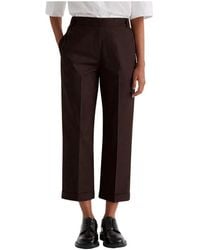 MEIMEIJ - Broeken ,Bruin ,Katoen Rechte Broek Met Zakken En Elastische Taille - Lyst