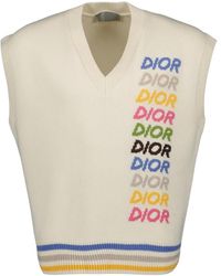 Dior - Ärmelloses strickoberteil mit v-ausschnitt - Lyst