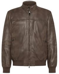 Peuterey - Vintage Bruin Leren Bomberjack - Lyst