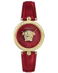 Versace - Rote leder uhr, quarzwerk - Lyst