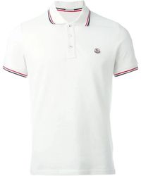 Moncler - Katoenen Pique Poloshirt Met Driekleurige Trim - Lyst