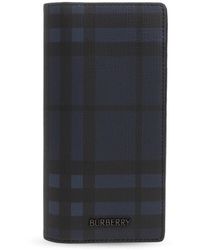 Burberry - Accessoires ,Blauw ,Leer Logo Portemonnee - Lyst