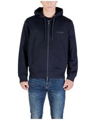ARMANI EXCHANGE - Hooded Zip Sweatshirt Met Zakken Aan De Voorkant - Lyst