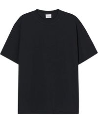 Closed - Tops ,Zwart ,Katoen Regular Fit Crew Neck T-Shirt Met Logo Borduursel - Lyst