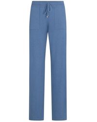 Malo - Broeken ,Blauw ,Kasjmier Blauwe Stoffen Broek, Een Ontwerp Dat Comfort En Stijl Biedt - Lyst