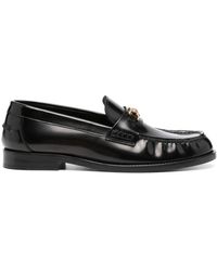 Versace - Schwarze goldene abrasive lederschuhe - Lyst