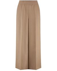 Riani - Broeken ,Bruin ,Linnen Wijde Linnen Broek Met Elastische Tailleband - Lyst