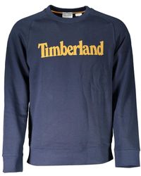 Timberland - Maglione in cotone blu con stampa logo - Lyst