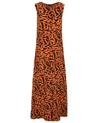 Aspesi - Oranje/Zwarte Jurk Model 2917 A323 - Lyst