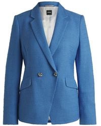 HUGO - Jassen ,Blauw ,Tweed Blauwe Tweed Slim Fit Blazer - Lyst