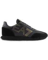 EA7 - Sneakers casual in tessuto nero con suola in gomma da 3cm - Lyst