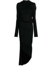 ANDREA ADAMO - Gedrapeerde Jersey Asymmetrische Midi Jurk - Lyst