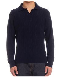 Drumohr - Blauer pullover mit rippendetails - Lyst