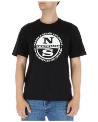 North Sails - Tops ,Zwart ,Katoen Grafische Print Katoenen T-Shirt - Lyst