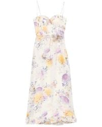 Zimmermann - Kleedjes ,Veelkleurig ,Katoen Luna Ruffle Midi Jurk - Lyst