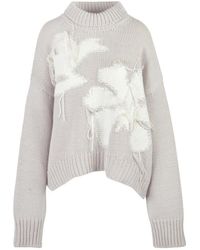 Dondup - Jersey De Cuello Alto De Lana Con Detalles De Flecos, Mujer, Talla - Lyst
