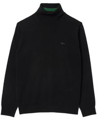 Lacoste - Truien & Vesten ,Zwart ,Wol Merino Wollen Coltrui - Lyst