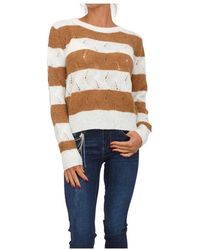 Liu Jo - Truien & Vesten ,Bruin ,Wol Gestreepte Trui Van Wol En Alpaca - Lyst