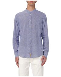 B.D. Baggies - Blaues Gingham Mandarin Kragenhemd - Lyst