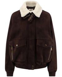 Semicouture - Jassen ,Bruin ,Suède Suède Jas - Lyst