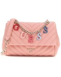Guess - Gepolsterte Schultertasche Mit Kettendetail Und Schriftzug - Lyst
