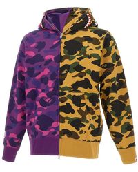 A Bathing Ape - Hoodies & Sweatvesten ,Veelkleurig ,Katoen Split Camo Shark Full Zip Hoodie - Lyst
