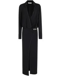 The Attico - Schwarzes Kleid Mit Schlitz Und V-Ausschnitt - Lyst
