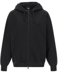 Y-3 - Hoodies & Sweatvesten ,Zwart ,Katoen Brushed Terry Zip Hoodie - Lyst