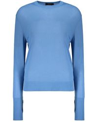Moorer - Truien & Vesten ,Blauw ,Katoen Trui Met Lange Mouwen - Lyst