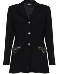 Versace - Jassen ,Zwart ,Wol Blazer Met Glinsterende Applicaties - Lyst