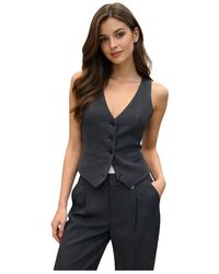 Aniye By - Jassen ,Zwart ,Leer Tailored Single-Breasted Gilet - Lyst