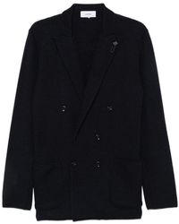 Lardini - Jassen ,Zwart ,Gebreide Double-Breasted Blazer - Lyst