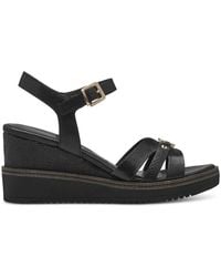 Tamaris - Schwarze lässige offene flache sandalen - Lyst