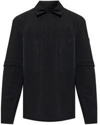 Moncler - Overhemden ,Zwart ,Leer Logo 2-In-1 Shirt Jacket - Lyst