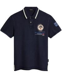 Napapijri - Tops ,Blauw ,Katoen Blauw Katoenen Polo Shirt Korte Mouw - Lyst