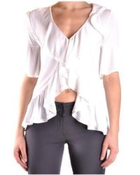 Dondup - Overhemden ,Wit ,Katoen One Shoulder Top Met Korte Mouwen - Lyst