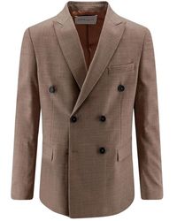 Amaranto - Jassen ,Bruin ,Wol Double-Breasted Jas - Lyst