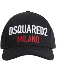 DSquared² - Accessoires ,Zwart ,Katoen Katoenen Gabardine Geborduurd Logo Pet - Lyst