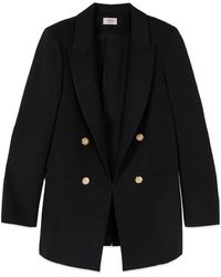 Oltre - Jassen ,Zwart ,Leer Double-Breasted Blazer - Lyst