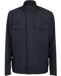 Herno - Jassen ,Blauw ,Jacket Met Hoge Kraag - Lyst
