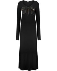 DIESEL - Kleedjes ,Zwart ,Long Ribbed Dress - Lyst