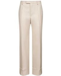 Valentino - Roomkleurige Wollen Broek Met Persplooien - Lyst