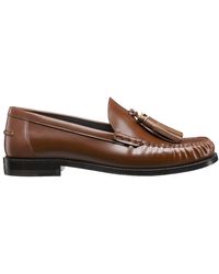 Dior - Zapatos mocasines de cuero marrón detalle flecos - Lyst