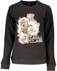 Roberto Cavalli - Schwarzer pullover mit langen ärmeln und print - Lyst