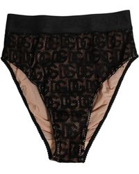 Dolce & Gabbana - Ondergoed ,Zwart ,Katoen Zwarte Kant High Brief Panty Ondergoed - Lyst